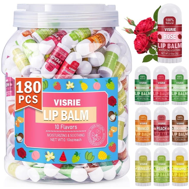 Bálsamo labial VISRIE Mini, paquete de 180 con vitamina E y aceite de coco