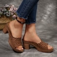 thumbnail image 4 of Dakaela Women's Heeled Sandals Open Toe Wedge Dress Casual Pumps Hollow out Backless Mules Orthopedic Bridal Party Wedding Shoes Size 6-10 Brown, 4 of 8