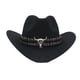 thumbnail image 1 of Minnieouse Sombrero formal de estilo étnico único, transpirable y ligero, sombrero de vaquero occidental de cachemira Sombreros negro, 1 of 6