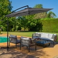 thumbnail image 2 of Sobaniilo Patio Offset Umbrella Easy Tilt Adjustment,Crank and Cross Base, Outdoor Cantilever Hanging Umbrella Market Umbrella with 8 Sturdy Ribs UV Protection, 2 of 7