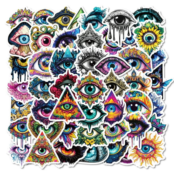 Calcomanía de vinilo impermeable Stickers Creepy Cartoon Eye, 54 unidades