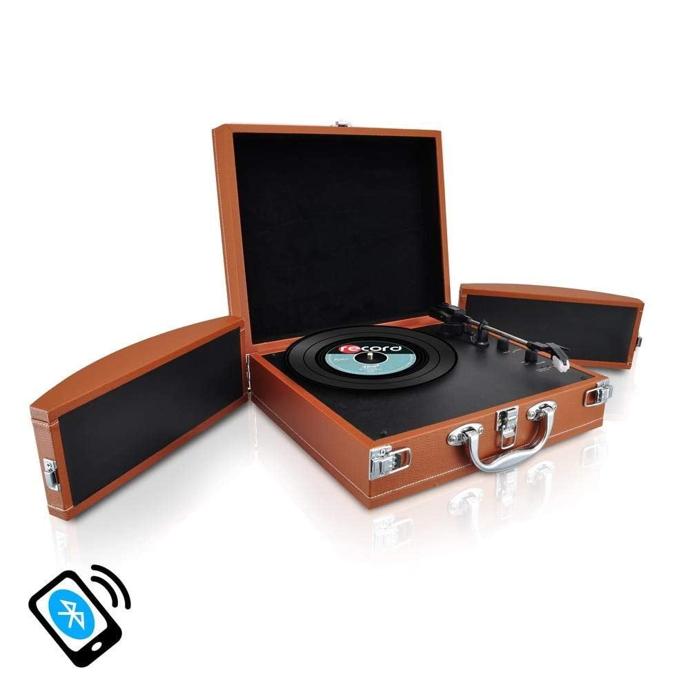 Upgraded Version Pyle Vintage Record Player, Classic Vinyl Player, Rechargeable Batteries, Bluetooth Enabled Devices, MP3 Vinyl, Music Editing Software Included, Works w/ Mac & PC, 2 Speed - Walmart.com