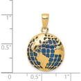thumbnail image 5 of 14K Yellow Gold Blue Enameled Globe Pendant (24.5 X 16.5) Made In Peru k4144, 5 of 6