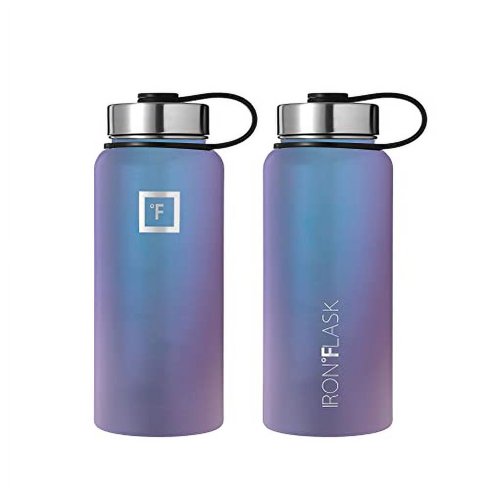 Iron Flask Sports Water Bottle - 32 Oz, 3 Lids (Straw Lid), Leak Proof, Vacuum Insulated Stainless Steel, Double Walled, Thermo Mug, Metal Canteen - Aurora