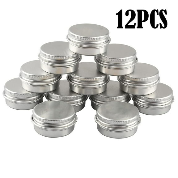 12 Pcs 10ml 10g Empty Round Silver Aluminum Tin Jars with Screw Lids Cosmetics Lip Balm Containers Pots for DIY Candle, Salve Powder, Crafts, Storage Cans