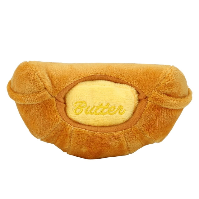 Lindo juguete para perros con croissant, juguetes para perros de peluche con croissant, juguetes para masticar con chirrido, juguetes de peluche exprimibles con croissant, valor excepcional Jadeshay A