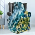 thumbnail image 4 of Impressionist Soft Flannel Fleece Throw Blanket, Mountain Forest Landscape Nature Outdoor Scene Painting, Cozy Plush for Indoor and Outdoor Use, 60" x 80", Dark Yellow Sea Blue, by Ambesonne, 4 of 5
