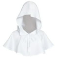 thumbnail image 2 of Xfvqtps Men and Women Hood Cloak Short Neck Strap Medieval Wizard Renaissance Hoodie Cape White, 2 of 6