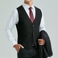 thumbnail image 3 of Men's Suit Vest Black Business Formal Dress Waistcoat Vest with 3 Pockets for Suit or Tuxedo L, 3 of 8
