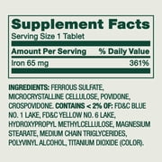 (3 pack) Spring Valley General Health & Wellness Iron Tablets Dietary Supplement Value Size, 65 mg, 200 Count