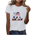 thumbnail image 1 of Blusas para las Mujeres Casual, Estampado Manga Corta Cuello Redondo Camiseta Top Hecho de Cómodo Estante de Imitación para Toda la Temporada de Uso Diario, Tops Cortos para las Mujeres, 1 of 4