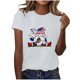 thumbnail image 1 of Blusas para las Mujeres Casual, Estampado Manga Corta Cuello Redondo Camiseta Top Hecho de Cómodo Estante de Imitación para Toda la Temporada de Uso Diario, Tops Cortos para las Mujeres, 1 of 4