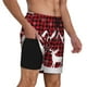 thumbnail image 2 of Balery Christmas Buffalo Plaid Bañador para hombre, shorts de playa de secado rápido con entrepierna y forro de compresión-Large, 2 of 6