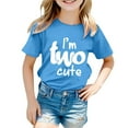 thumbnail image 4 of MEZZALL T-Shirt à Manches Courtes pour Fille d'Anniversaire, Col Rond, Coupe Décontractée, Basique, Bleu Clair, 3-4 Ans, 4 of 4