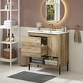 thumbnail image 3 of Harper & Bright Designs 30" Wood Bathroom Vanity Sink Combo with Drawer, Bathroom Floor Cabinet with Doors and Open Shelf, Natural Wood, 3 of 18