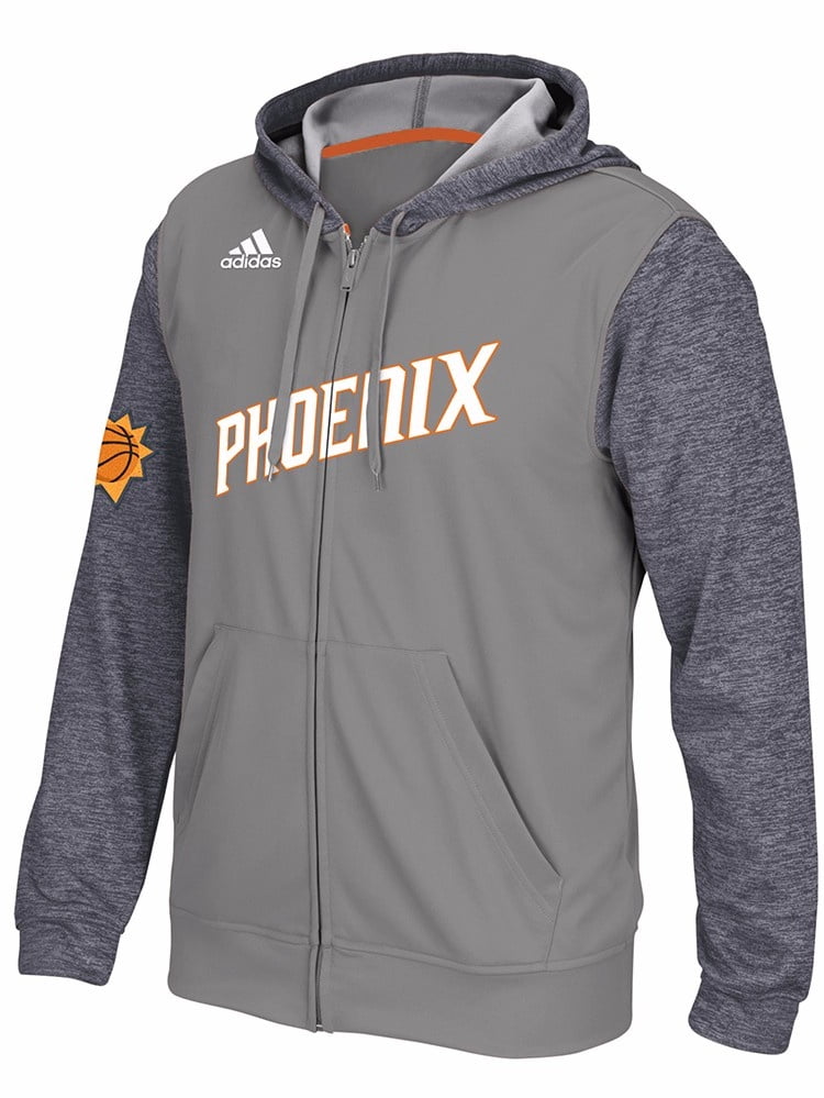 Phoenix Suns NBA Adidas Grey 2015 Pre-Game Full Zip Hooded Climalite Performance Jacket For Men by Adidas