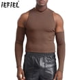 thumbnail image 2 of Camiseta con hombros descubiertos para hombre, Top corto acanalado, informal, con cuello simulado, manga larga, Jersey ajustado, ropa para fiesta Rave y discoteca, 2 of 5