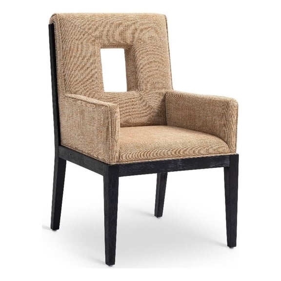 Meridian Furniture Gwendolyn Cognac Linen Textured Fabric Dining Arm Chair