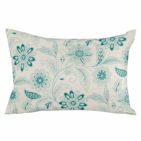 Teal Boho Throw Pillow Cover 16 x 24 Inch Decorative Pillow Cover Vintage Pattern Ethnic Flower Tribal Leaf Lumbar Pillowcase Seasonal Rectangle Cushion Case for Couch Sofa Bed Living Room
