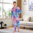 thumbnail image 6 of FORMRS Onesies Pajama for Adults Unisex Hoodie Winter Jumpsuit One Piece Sleepwear, Sizes S-2XL, Watercolor Blue Marble Pattern, 6 of 7