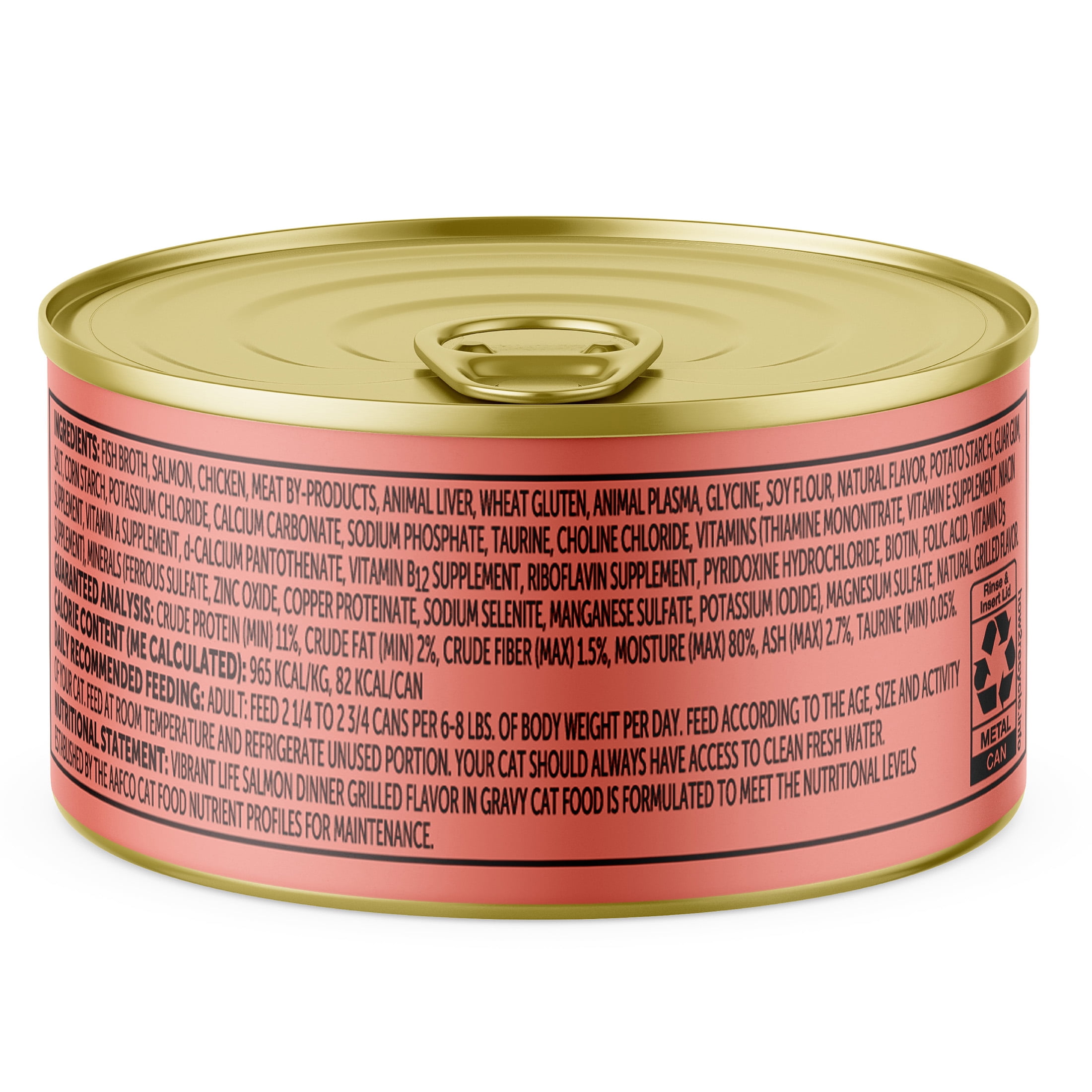 (6 pack) Vibrant Life Salmon Dinner Grilled Flavor in Gravy Wet Cat Food, 3 oz Can