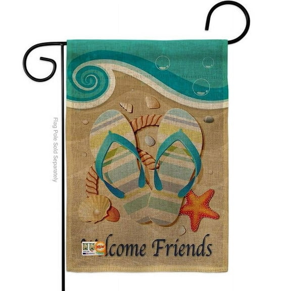 13 x 18.5 in. Sunny Friends Burlap Summer Fun in the Sun Impressions Decorative Vertical Double Sided Garden Flag