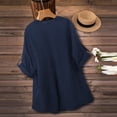thumbnail image 6 of Endives Womens Linen Shirts 3/4 Length Sleeve Womens Shirt Blouses Spring Tops 2026 Beach Vacation Summer Navy, 6 of 7
