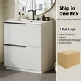 thumbnail image 6 of 30" Bathroom Vanity with Ceramic Sink and 2 Full-Extension Drawers, Fluted Design Freestanding Bathroom Vanity with Soft Close Drawer Slides, White, 6 of 8