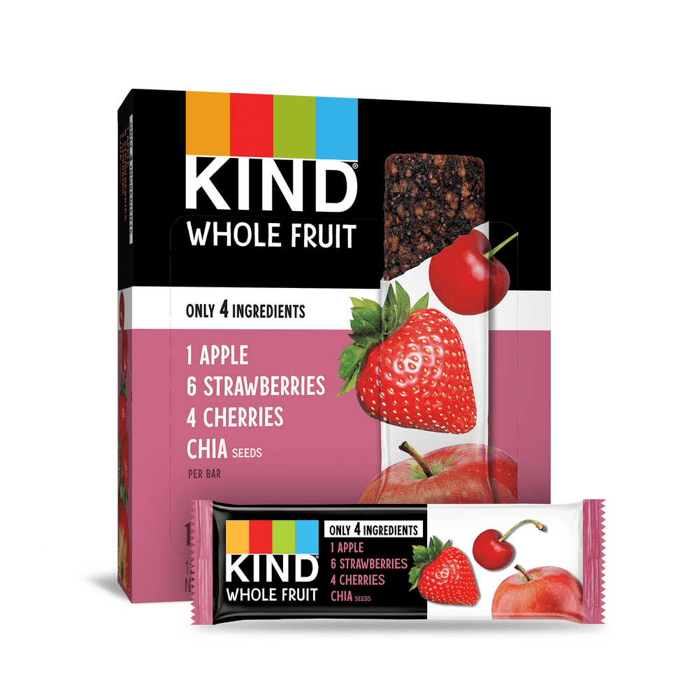 KIND Whole Fruit Bars, Strawberry Apple Chia, Gluten Free, 1.2 oz, 12