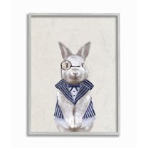 Butler Bunny Kids Animal Blue Painting Gray Farmhouse Rustic Framed Giclee Texturized Art by Ziwei Li