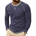 thumbnail image 2 of Rvasteizo Mens Crew Neck Tops Long Sleeve Crew Neck Base Layer Colorblock Top for Fall Winter Daily Wear XL, 2 of 5