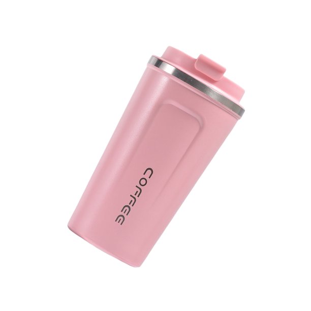 Bewildely Taza de café portátil con tapa, taza para beber, termo de jugo multiusos de acero inoxidable, botella de agua térmica al vacío, viaje Juegos de servir café y té Rosado Bewildely HA065916-03