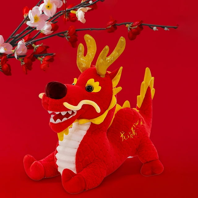 Peluche de Dragón Almohada Adorno BLESIY Muñeco de Peluche Animal Relleno Rojo