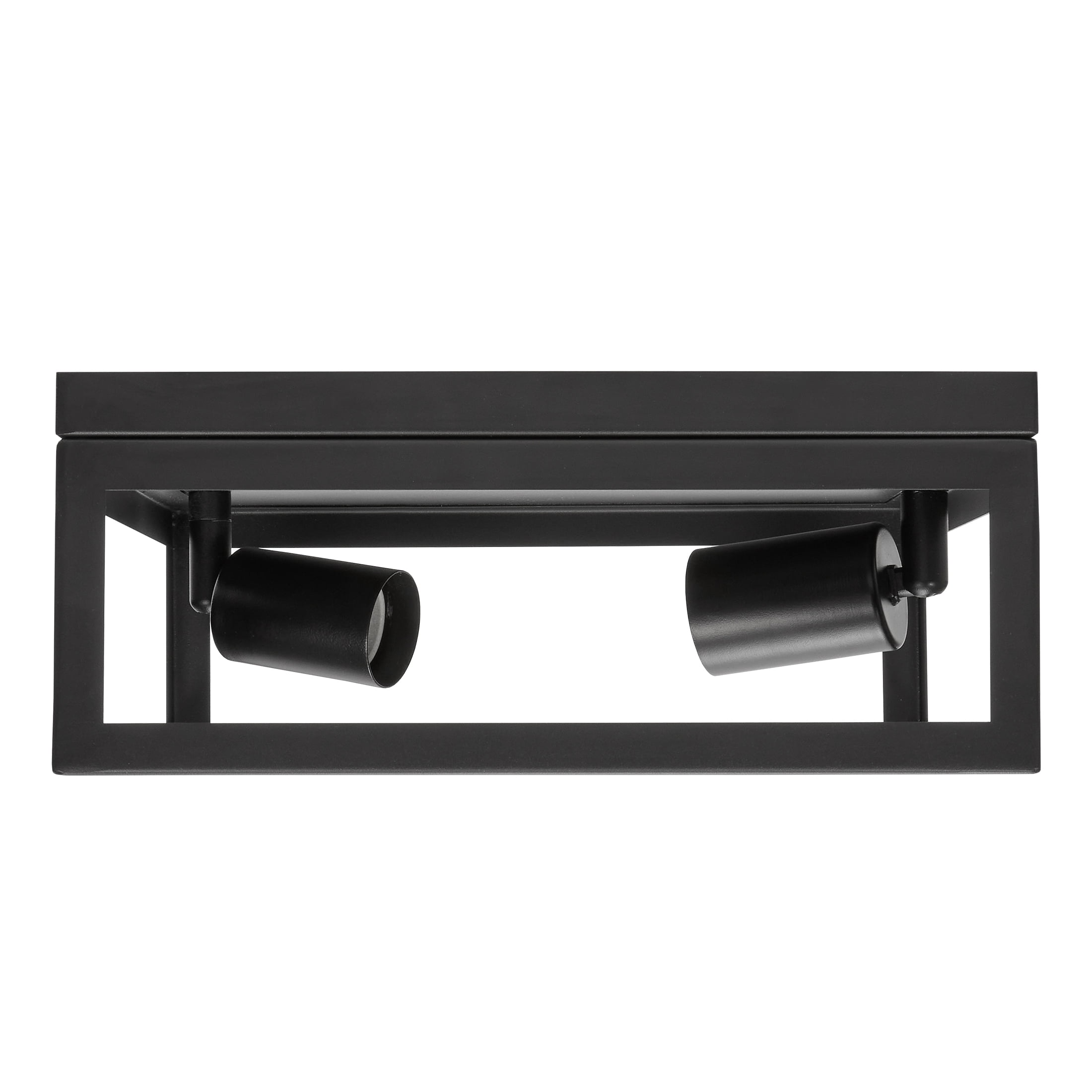 Maxxima 12” 2-Light Indoor / Outdoor Flush Mount Ceiling Light Fixture, Square Black Farmhouse Fixture, Bulbs Not Included