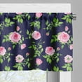 thumbnail image 3 of Ambesonne Navy and Blush Window Valance, Vintage Roses Buds, 54" X 12", Indigo Green Pink, 3 of 5