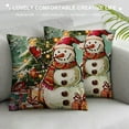 thumbnail image 3 of PRATYUS Christmas Throw Pillow Cushion Cover, Skating Happy Snowman with Christmas Tree Cheerful Hand Drawn Ornate Snowflakes, Decorative Square Accent Pillow Case,  Beige White 12x12in, 3 of 5