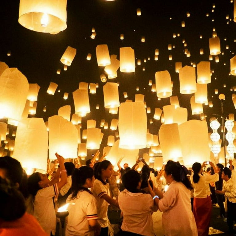 Fully assembled and Fully biodegradable Chinese lanterns for Birthdays Parties New Years Memorial Ceremonies and More 10-pack Colorful
