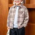 thumbnail image 2 of Gubotare Boys Button Down Shirts Long Sleeve Toddlers and Kids Boys Snap Flannel Shirt Jacket Cozy Plaid Jacket 7T 8T, 2 of 8