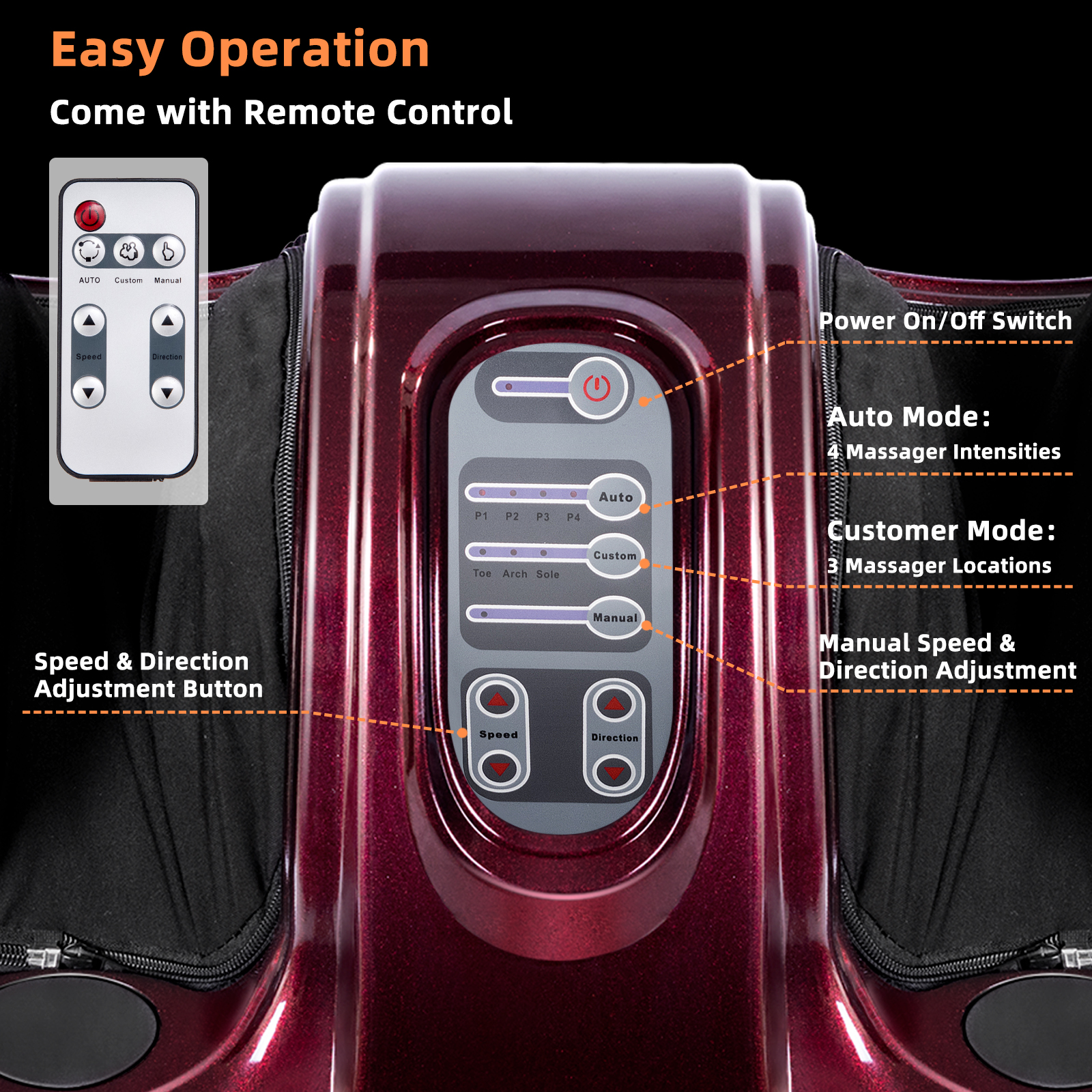 Giantex Foot Massager Machine, Electric Therapeutic Shiatsu Foot Calf Massager w/Kneading & Rolling for Foot & Ankle Pain, Burgundy