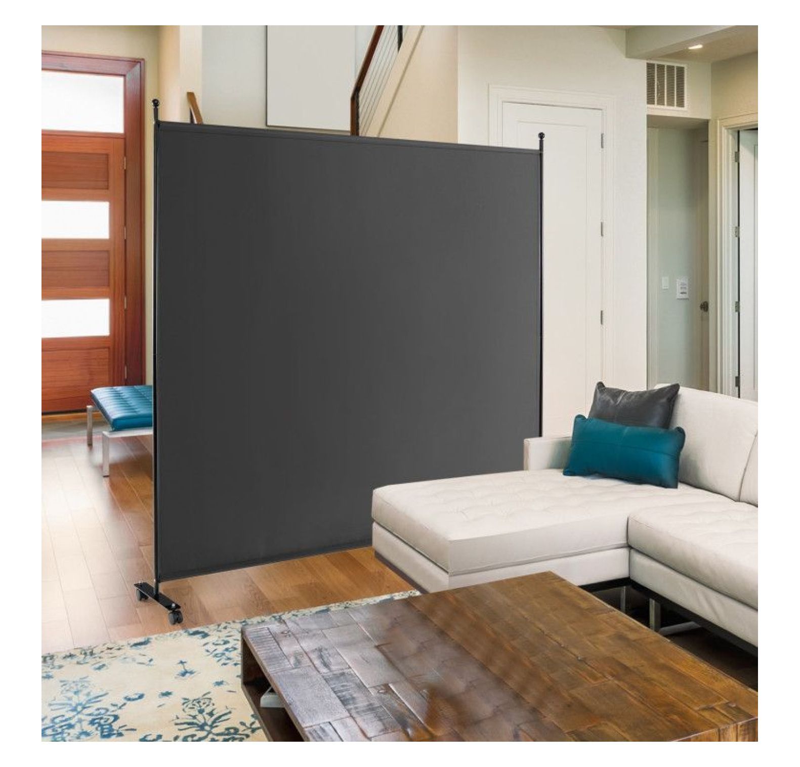 Yunken 6 Ft Single Panel Mobile Room Divider on Wheels, Freestanding Privacy Screen for Bedroom & Living Area