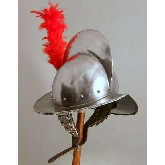 Medieval conquistador Helmet with red Plumb, Spanish Fantasy Helmet