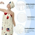 thumbnail image 6 of Colevkie Women 2 Pieces Shower Skirt & Hair Drying Cap Set Adjustable Soft Bath Towel Shower Cap Polyester for Home Bathroom Sauna Beach Printed Independence Day Balloons Pattern, 6 of 8