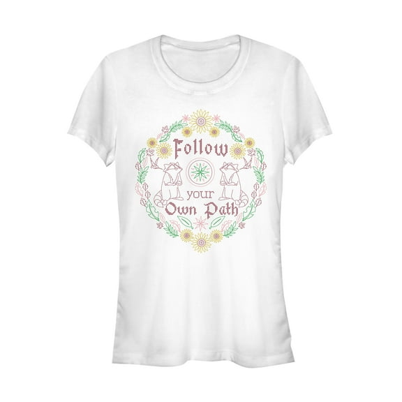 Junior's Pocahontas Follow Path Stitch  Graphic Tee White 2X Large