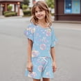 thumbnail image 4 of Grblisyd Girls Outfits Size 10-12 Cute Floral Print Ruffle Short Sleeve T-Shirts and Drawstring Elastic Waist Shorts Casual Summer Clothing Sets, 4 of 4