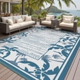 thumbnail image 1 of Outdoor Rug 6x9 ft Reversible Patio Rug Mat Outdoor Carpet Waterproof Camping Rugs Plastic Straw Rugs-Patio RV Camper Balcony Backyard Picnic Deck Pool Beach Mat Coconut Palm Leaf Rugs Blue & White, 1 of 7