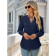 thumbnail image 4 of Women'S Casual Long Sleeve V-Neck Pullover Shirt Top Dark Blue XL, 4 of 10