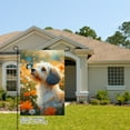 thumbnail image 2 of AMHNF Adorable Dog with Flowers Linen Garden Flag for Spring Summer Home Outdoor Garden Yard Door Decor 12x18 inch, 2 of 5