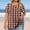 Coffee, variant on Women's Plus Size T-Shirt, Short Sleeve Pleated Blouse with Buttons and Striped Pattern for Casual Wear