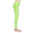 thumbnail image 3 of iEFiEL Womens Shiny Glossy High Waisted Yoga Pants Stretchy Workout Dance Skinny Leggings Fluorescent Green XL, 3 of 3