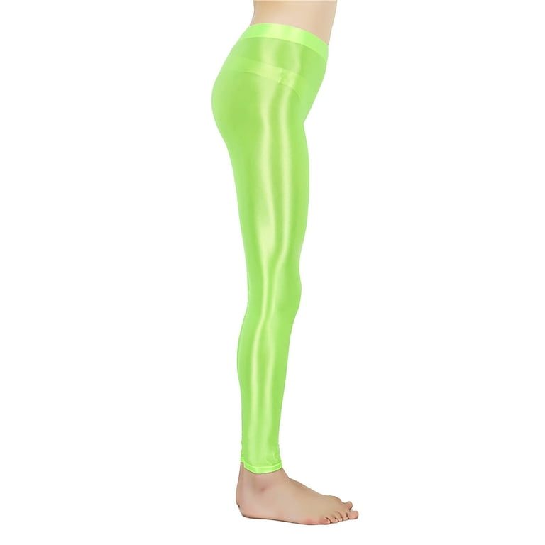 inhzoy Women's Shiny Yoga Pants Dance Running Leggings Metallic